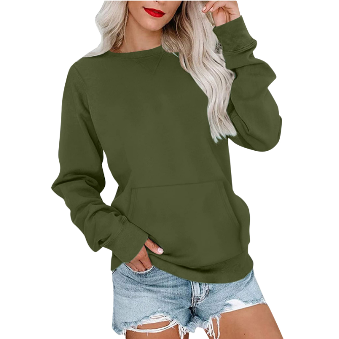 CASEY™ - Moletom Feminino com Gola Careca e Bolso Canguru