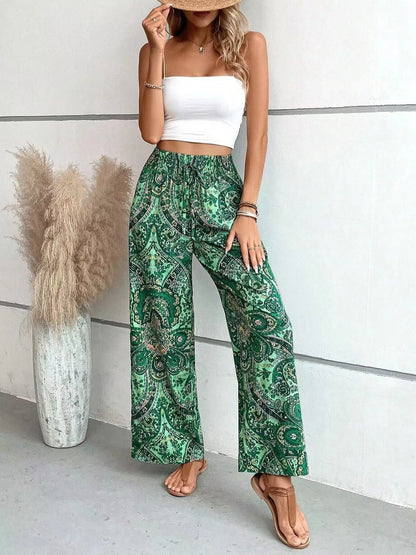Olivia | Pantalones vintage estampados de pierna ancha