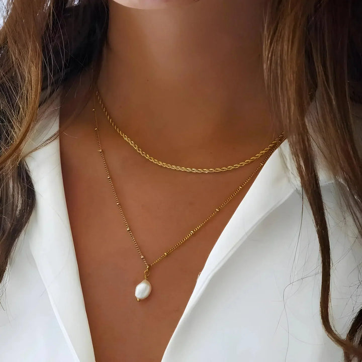Séravelle | Conjunto Moderno de Gargantilha com Pingente de Pérola