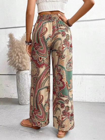 Olivia | Pantalones vintage estampados de pierna ancha