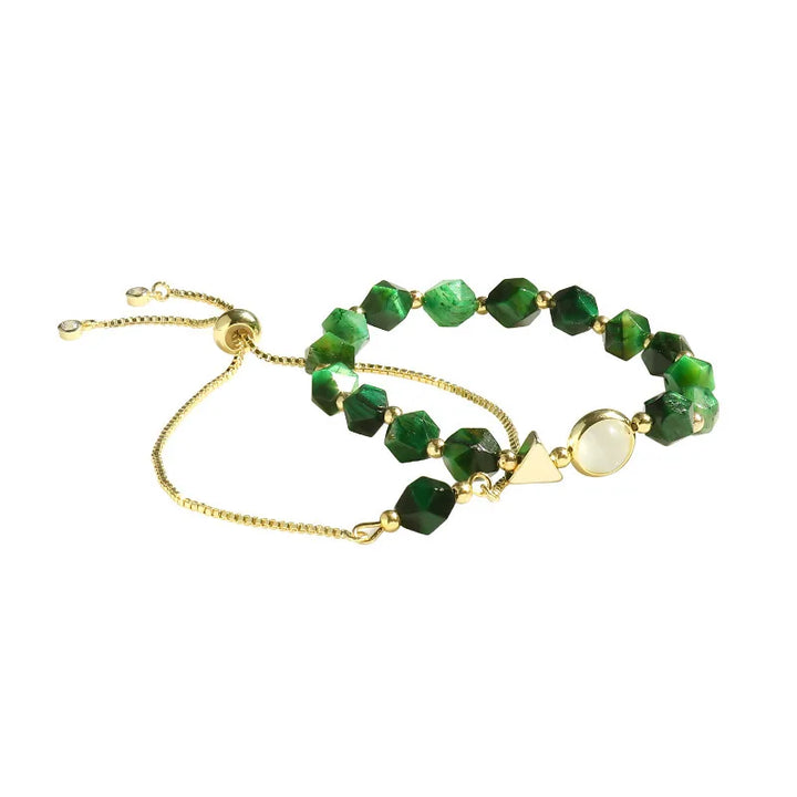 Conjunto de Pulseiras com Pedras Verdes Elegantes