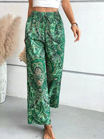 Olivia | Pantalones vintage estampados de pierna ancha