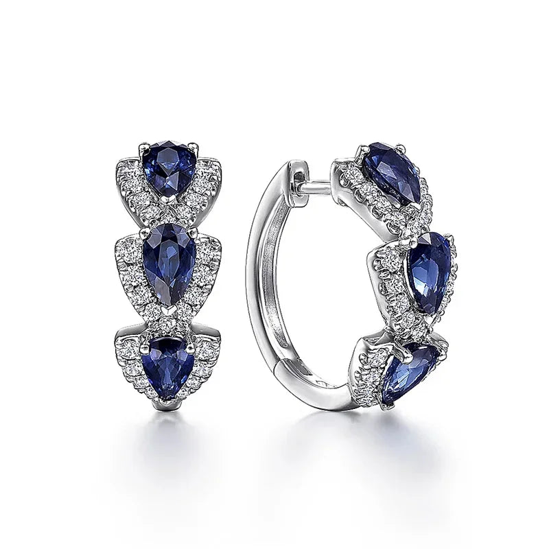 Pendientes Royal Sapphire Crest | Oro blanco