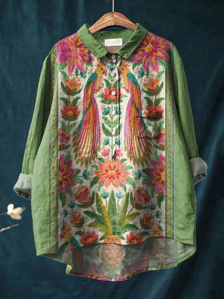 Lina | Lebhaft floral besticktes Hemd
