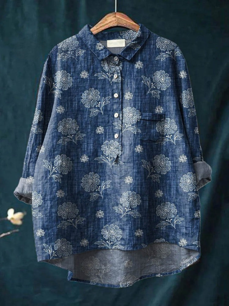 Lina | Lebhaft floral besticktes Hemd