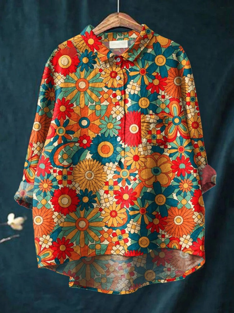 Lina | Lebhaft floral besticktes Hemd