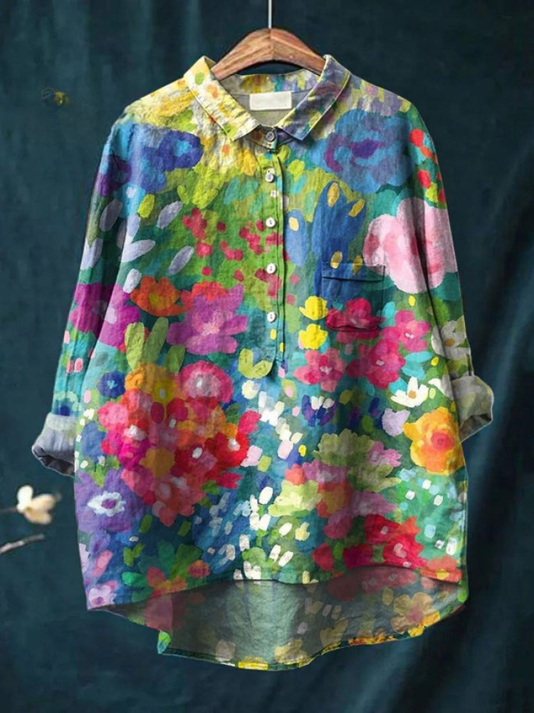 Lina | Lebhaft floral besticktes Hemd
