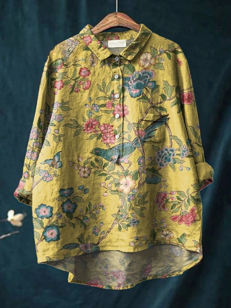 Lina | Lebhaft floral besticktes Hemd