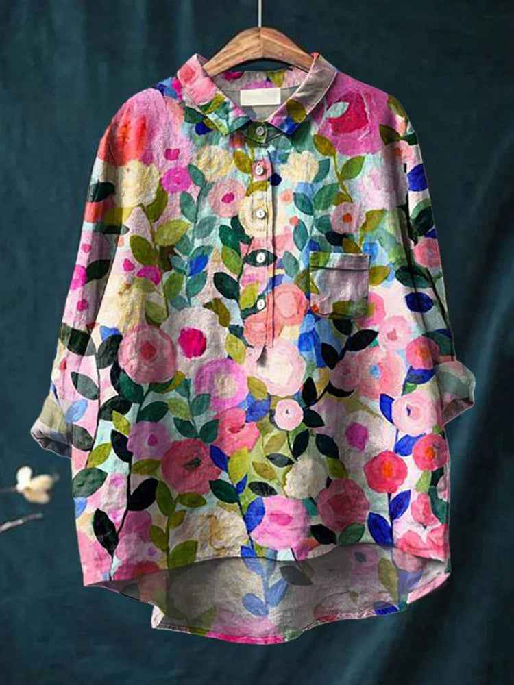 Lina | Lebhaft floral besticktes Hemd