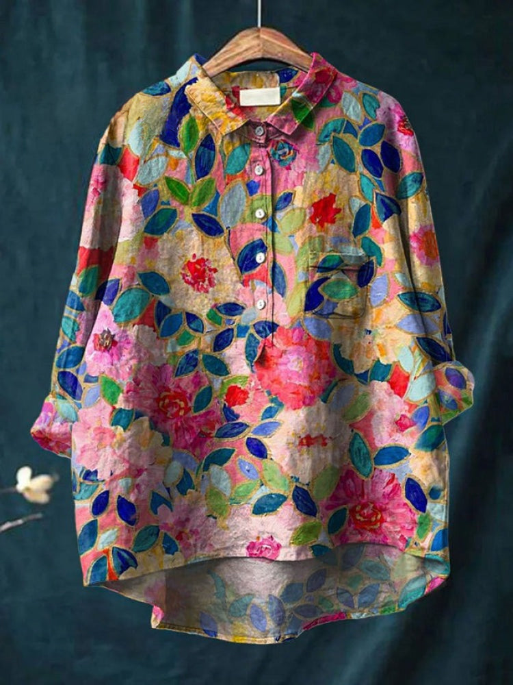 Lina | Lebhaft floral besticktes Hemd