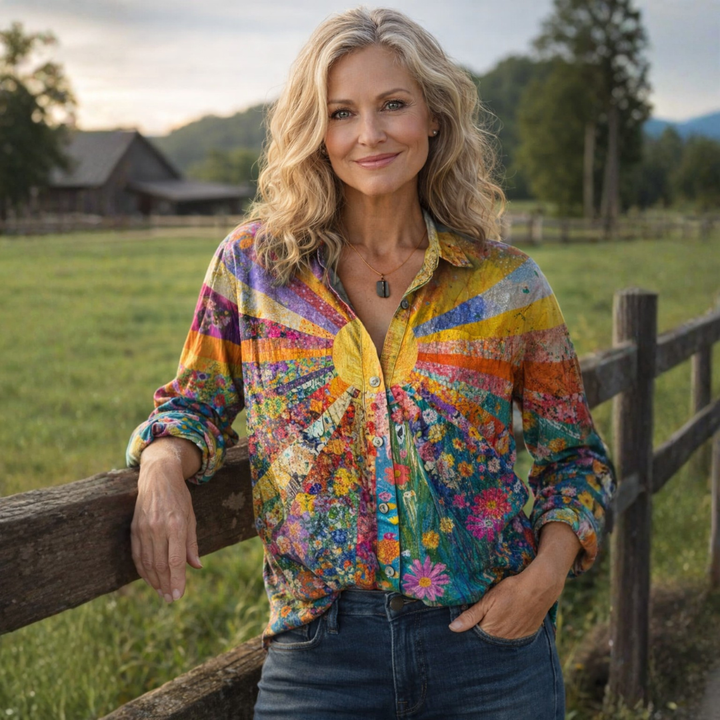 Amora | Blusa Patchwork Floral Sunrise
