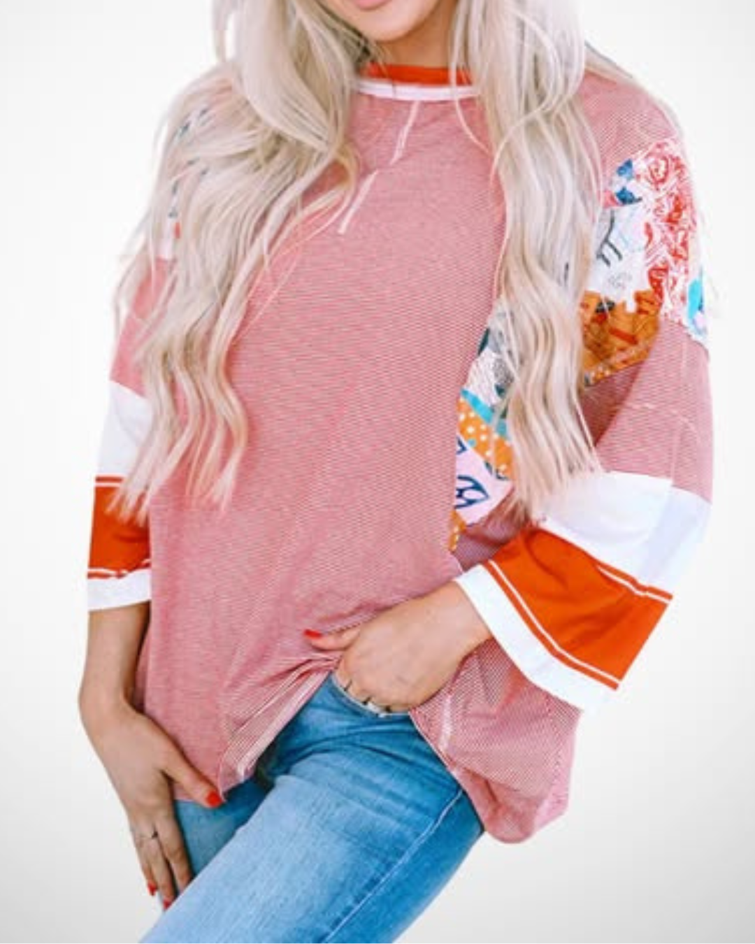 BAILEY | Leichtes Patchwork-Batwing-Oberteil