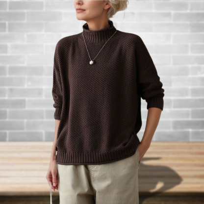 Betty | Suéter de gola alta de lã merino tricotado