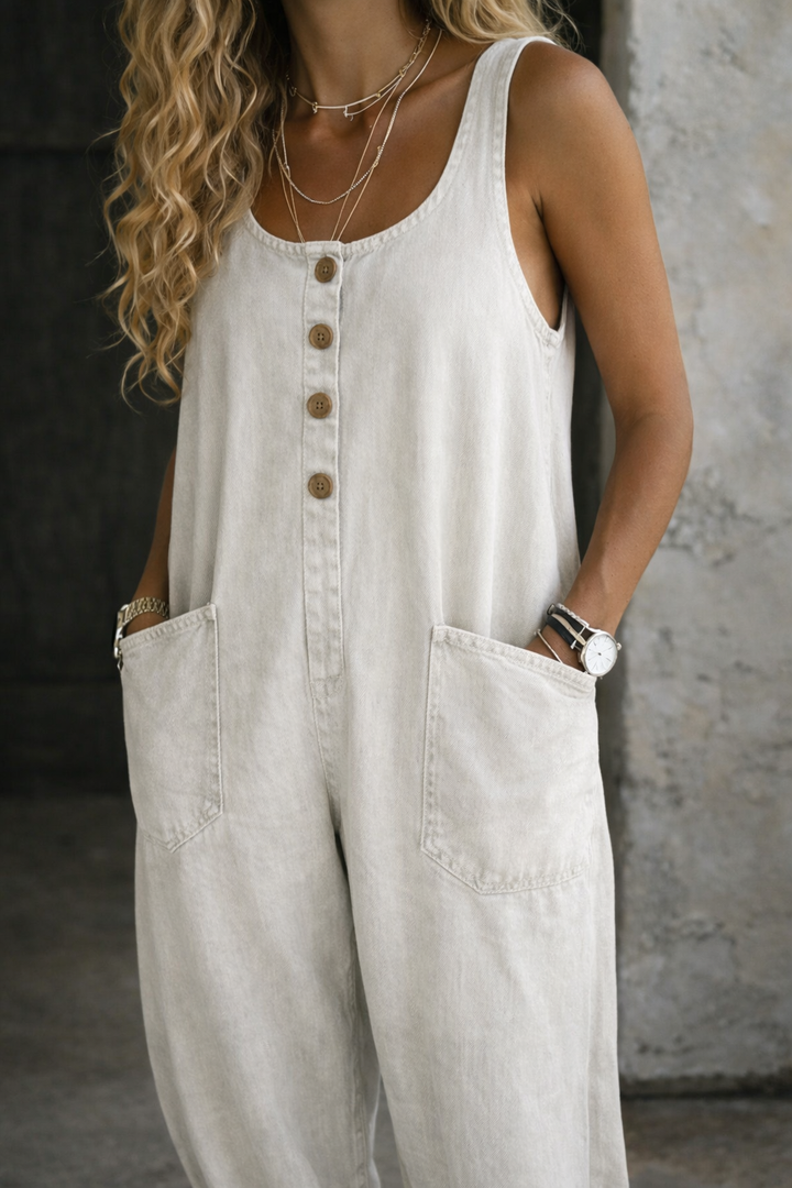 Saylor | Jardineira Vintage de Jeans de Algodão Lavado