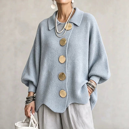 Button-Down Lapel Cardigan - Women's Fall Winter Sweater