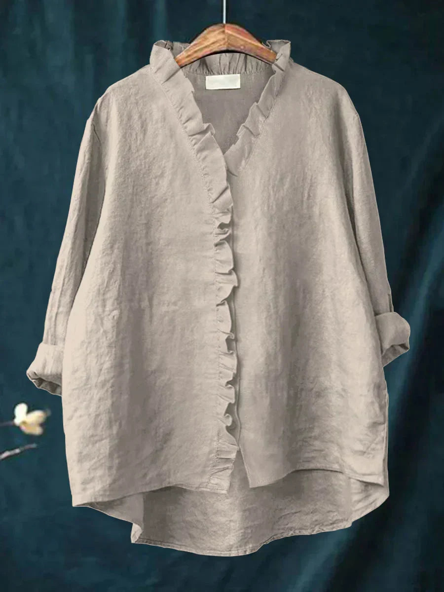 Lily | Blusa de algodón y lino con volantes