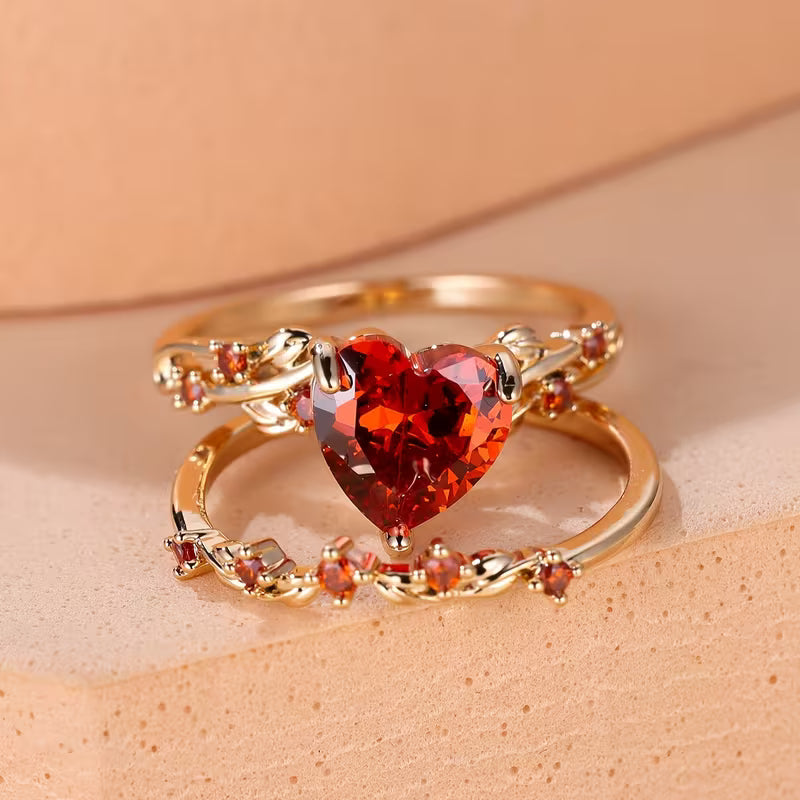 Redvine Herz-Akzentring-Set | Gold