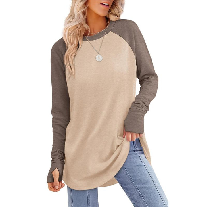 MIRA™ - Blusa de manga larga para mujer con abertura para el pulgar y dobladillo curvo