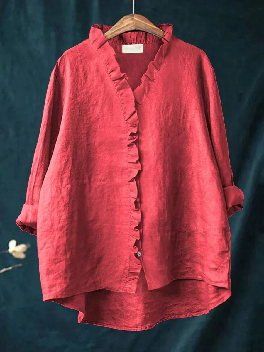 Lily | Blusa de algodón y lino con volantes