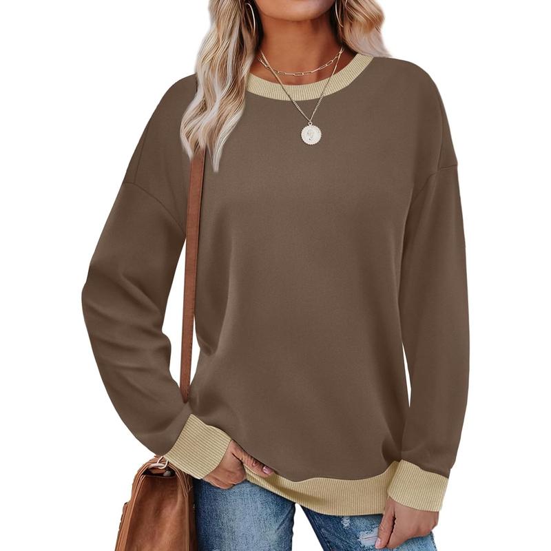 MARGARET™ - Sudadera túnica de manga larga con cuello redondo y ribete en contraste