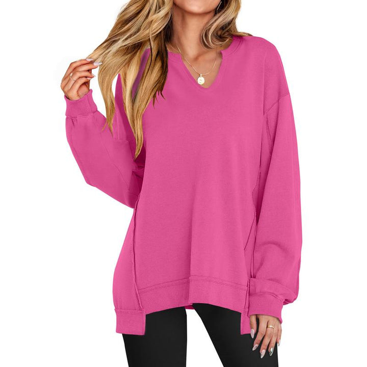 LOREN™ - Blusão feminino oversized com decote em V para inverno