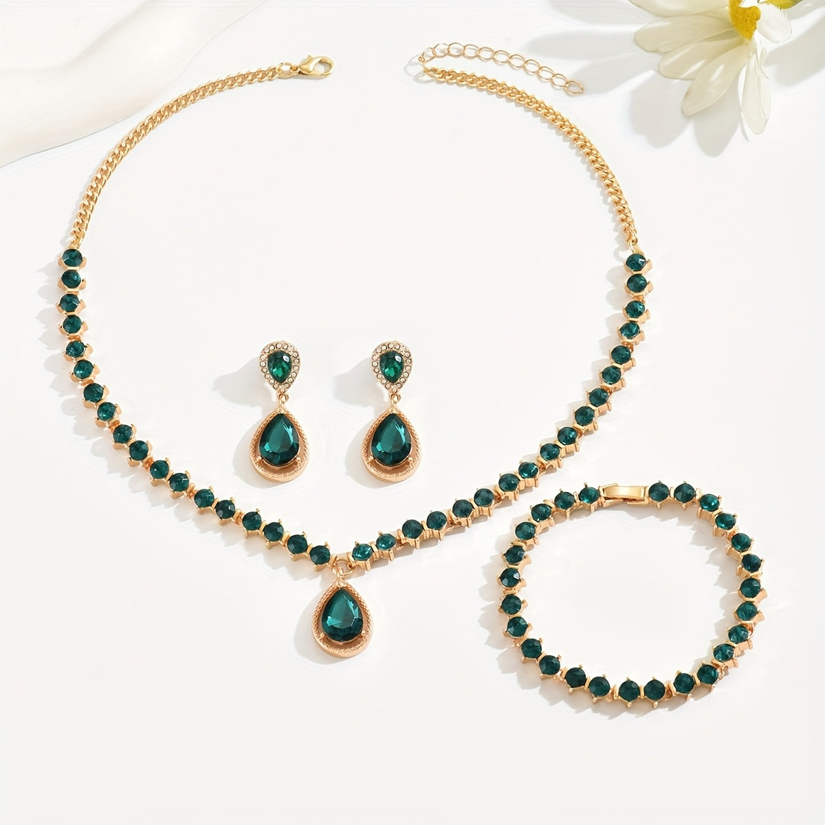 Conjunto de joyería elegante de cristal geométrico
