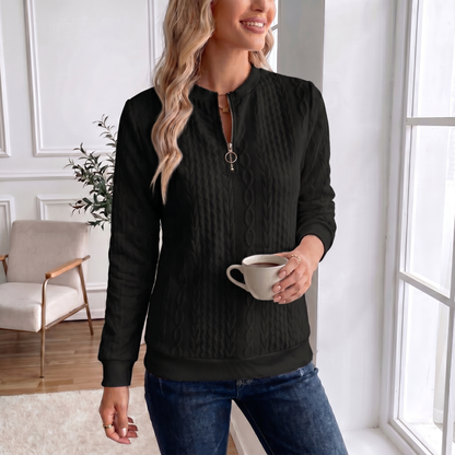 Textured Zipper Sweatshirt – Stylish & Comfy