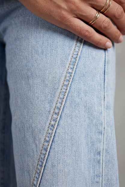 Yoana | Angled Seam High Waist Straight Leg Jeans Light Blue For Women
