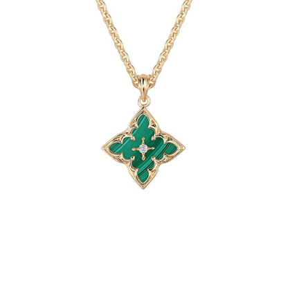 Colar com pingente de trevo esmeralda | Dourado
