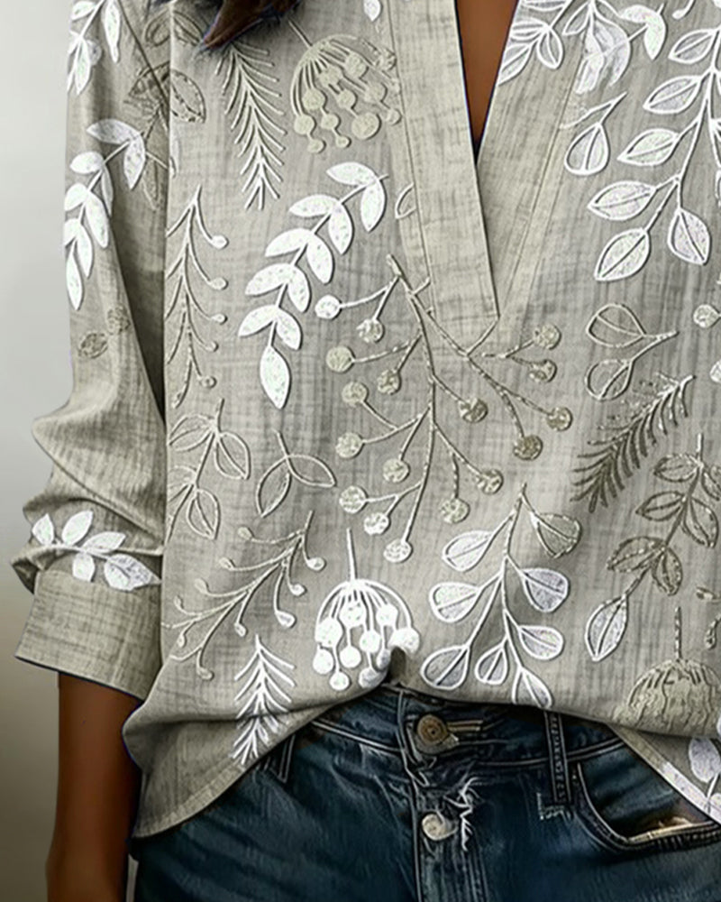 Brielle | Soft-Touch Floral V-Neck Blouse