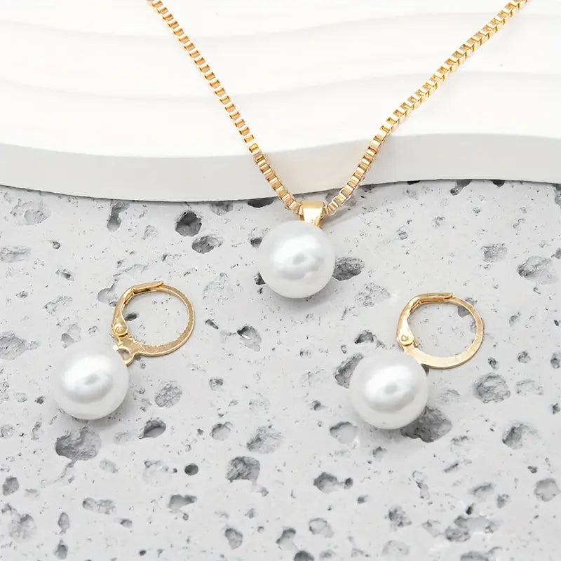 Conjunto de Joias de Pérolas Golden Grace | Dourado