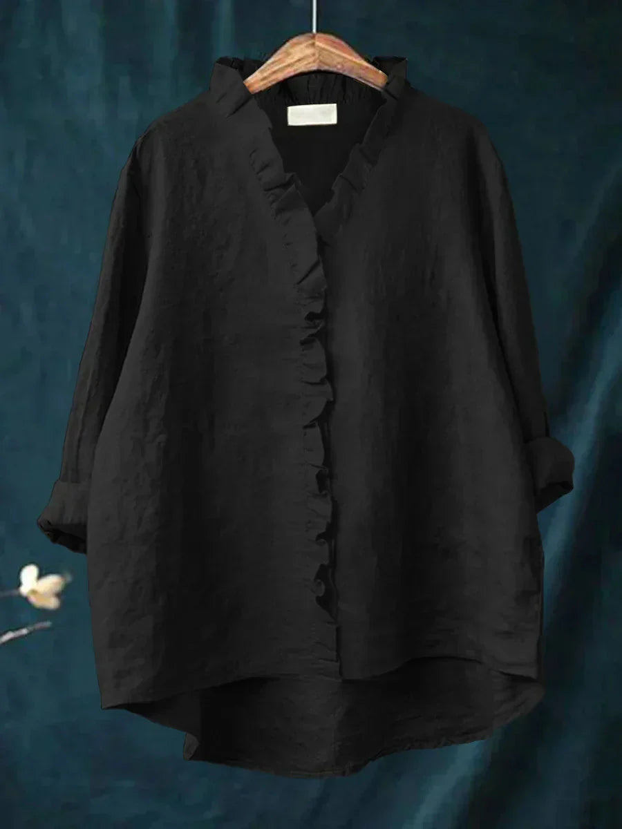 Lily | Blusa de algodón y lino con volantes