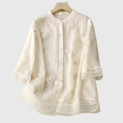 Nellie™ | Elegant top med broderede blomster