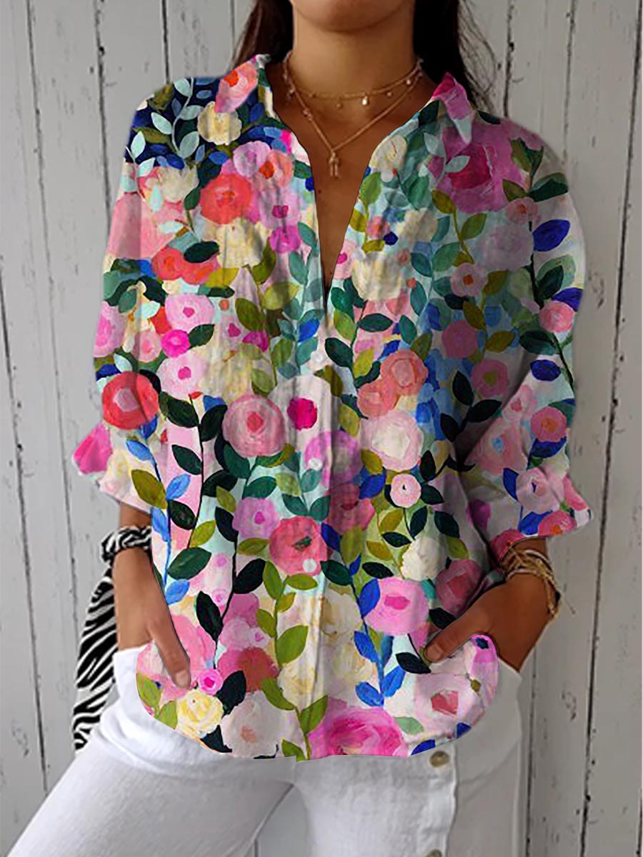 Frida | Bloom Leinwandbluse