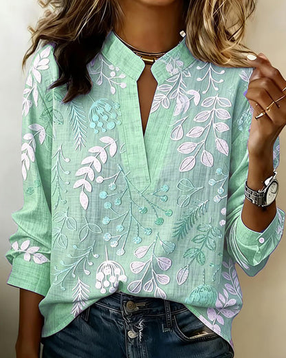 Brielle | Soft-Touch Floral V-Neck Blouse