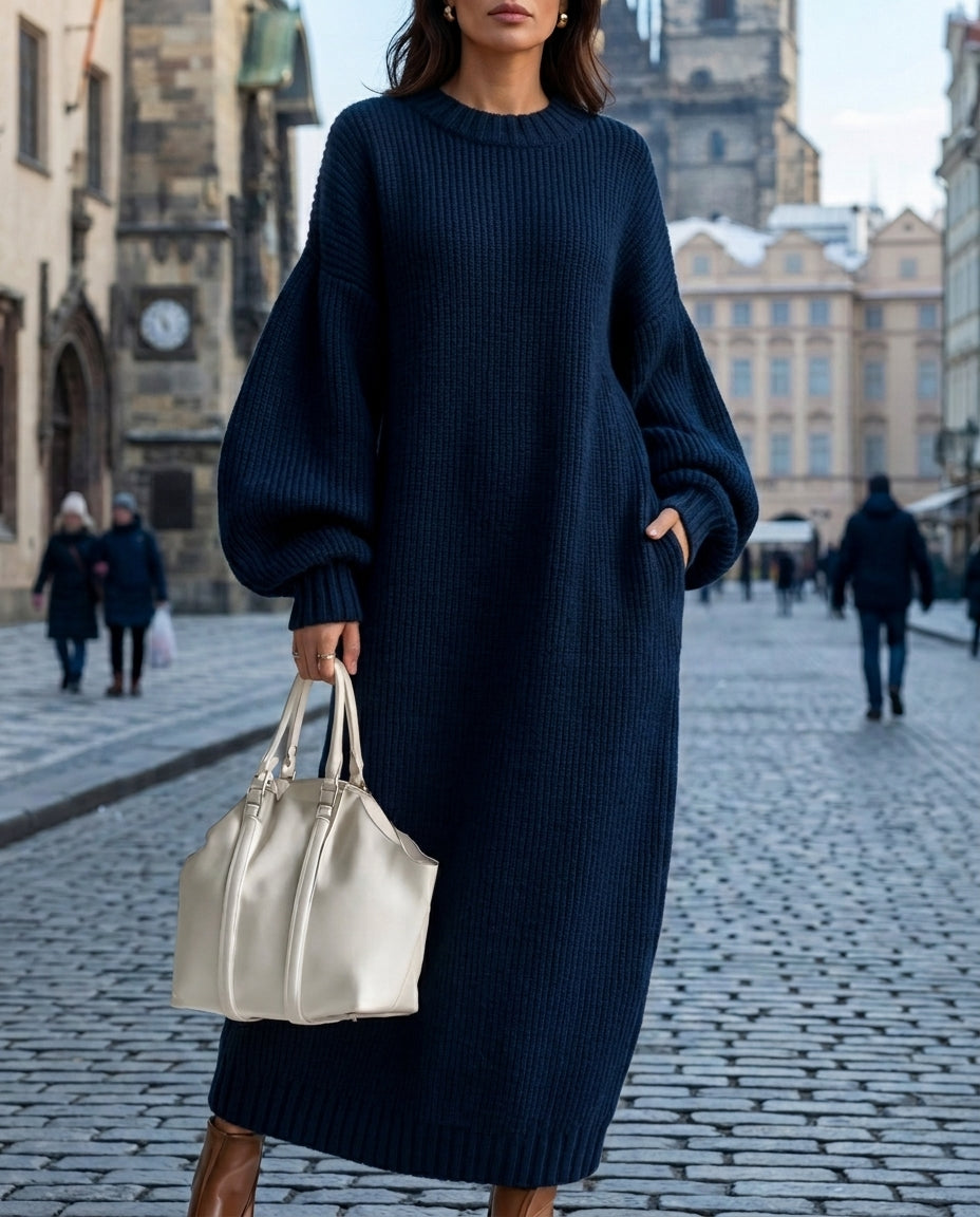 Oversized maxikjole i sweaterstil til kvinder af Adara