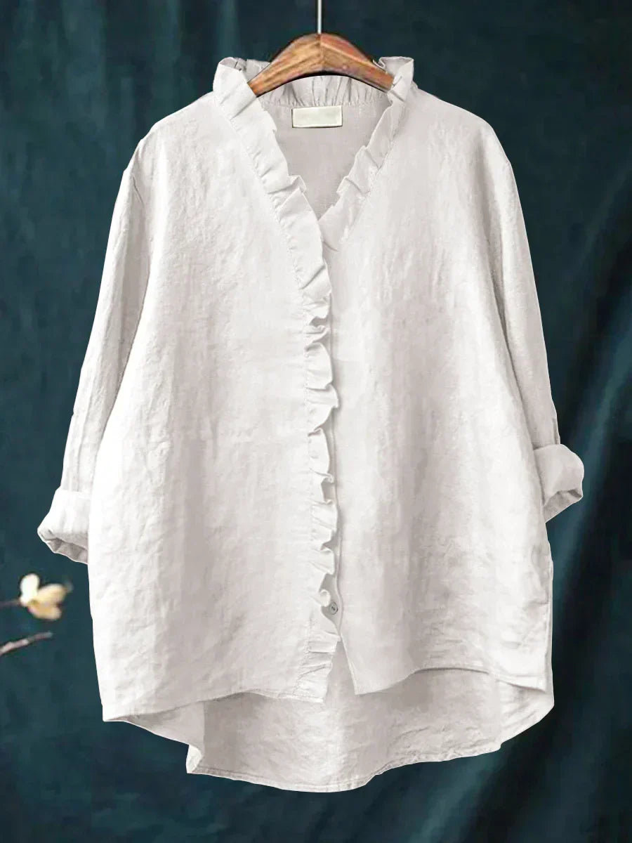 Lily | Blusa de algodón y lino con volantes