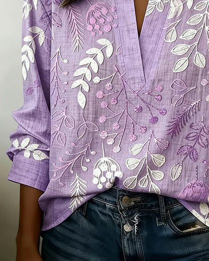 Brielle | Soft-Touch Floral V-Neck Blouse