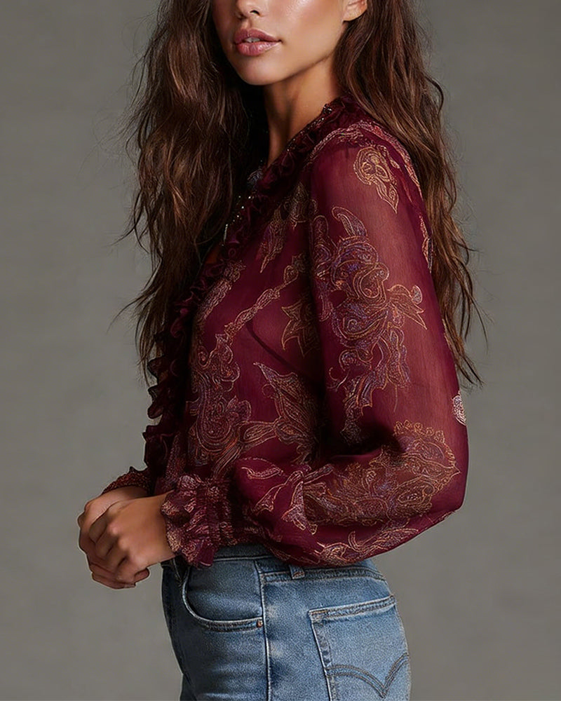 Norina | Soft-Touch V-Neck Ruffle Blouse