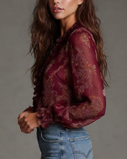 Norina | Soft-Touch V-Neck Ruffle Blouse