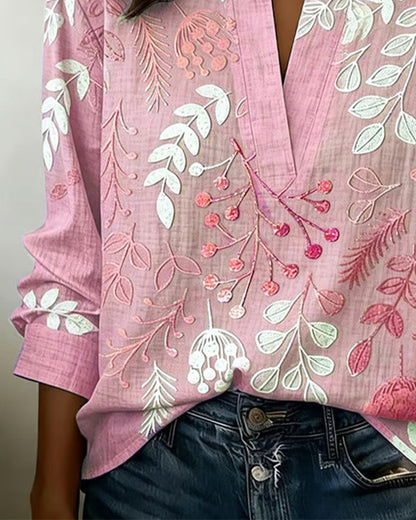 Brielle | Soft-Touch Floral V-Neck Blouse