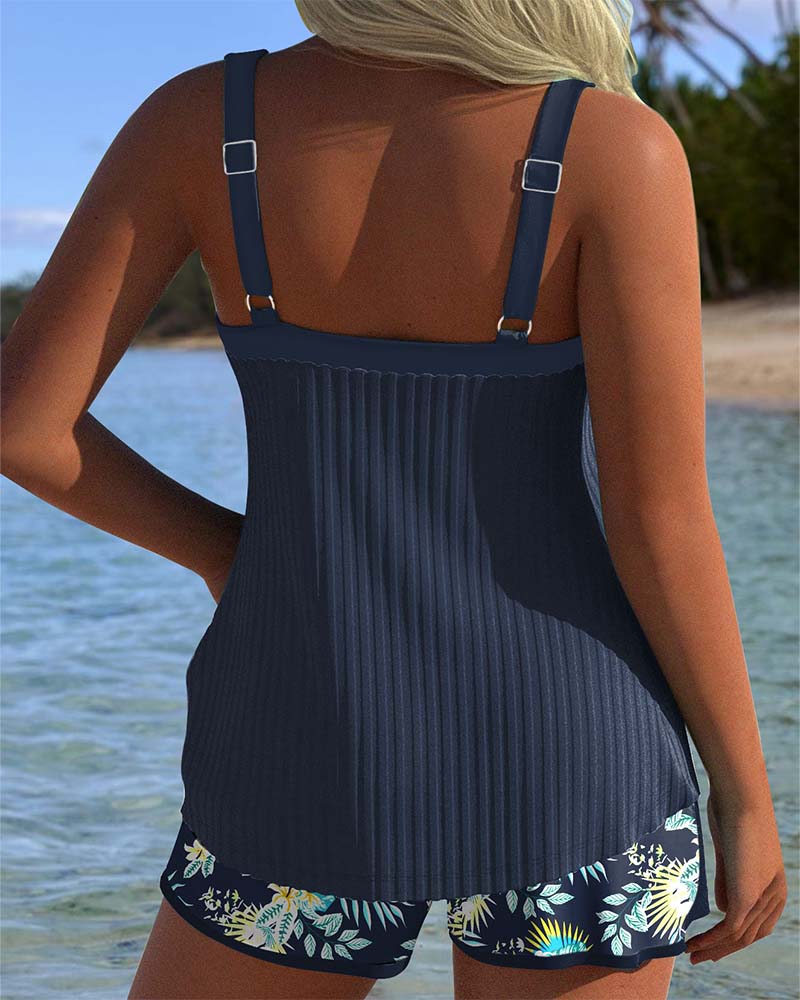 Laluna | Stribet tankini med to-delt badeshorts