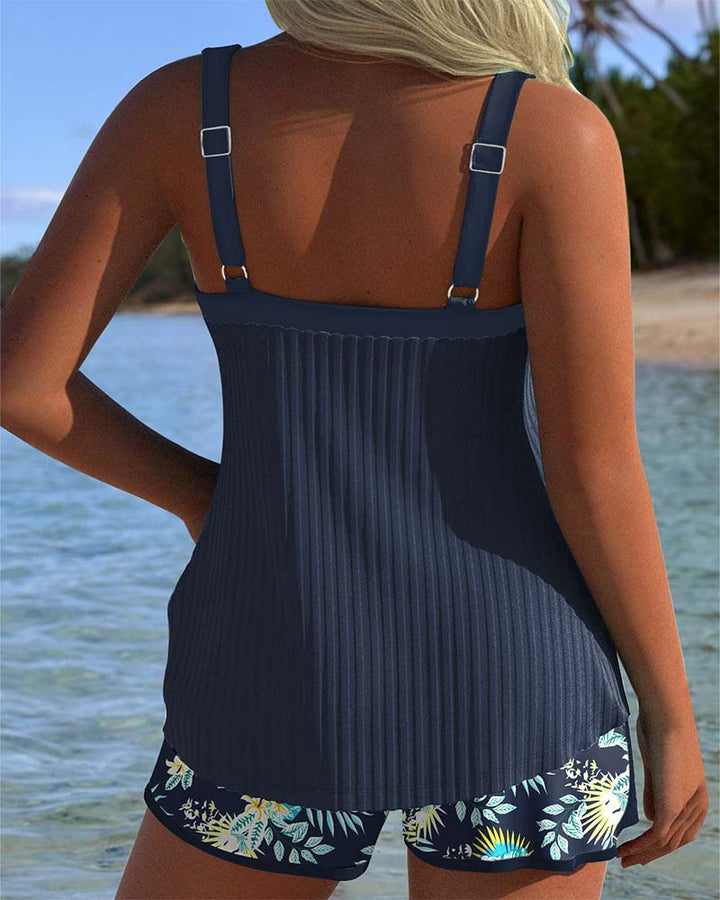 Laluna | Stribet tankini med to-delt badeshorts