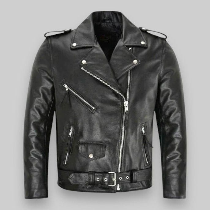 Declan | Men's Leather Double-Breasted Motorcycle Jacket