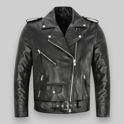 Declan | Men's Leather Double-Breasted Motorcycle Jacket