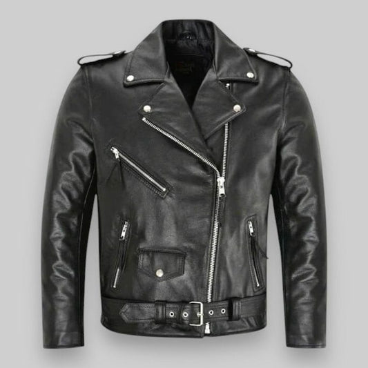 Declan | Men's Leather Double-Breasted Motorcycle Jacket