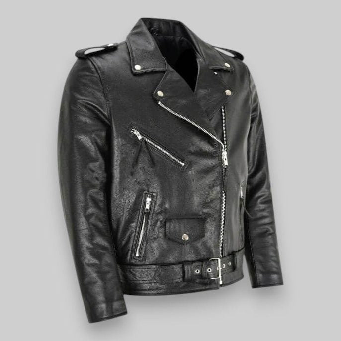 Declan | Men's Leather Double-Breasted Motorcycle Jacket
