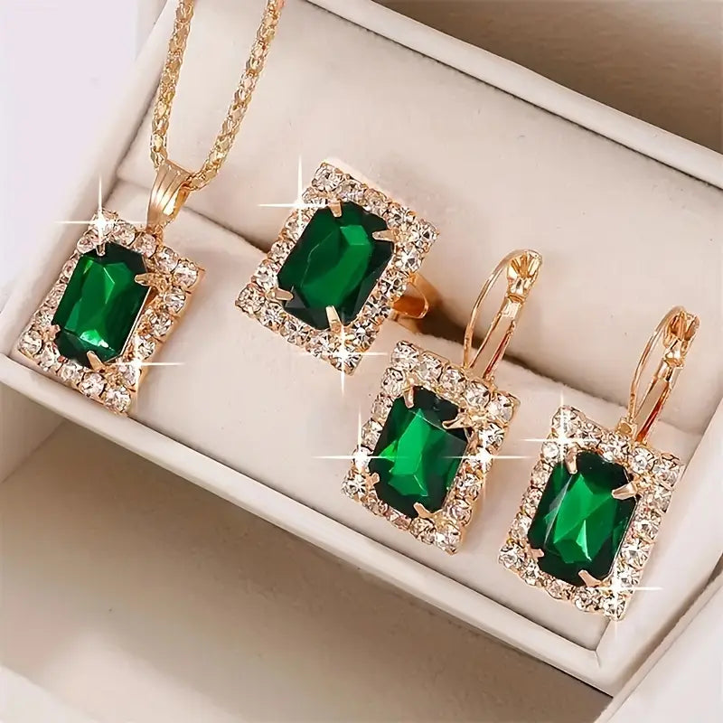 Juego de joyas Sylvara Greenveil | Oro blanco