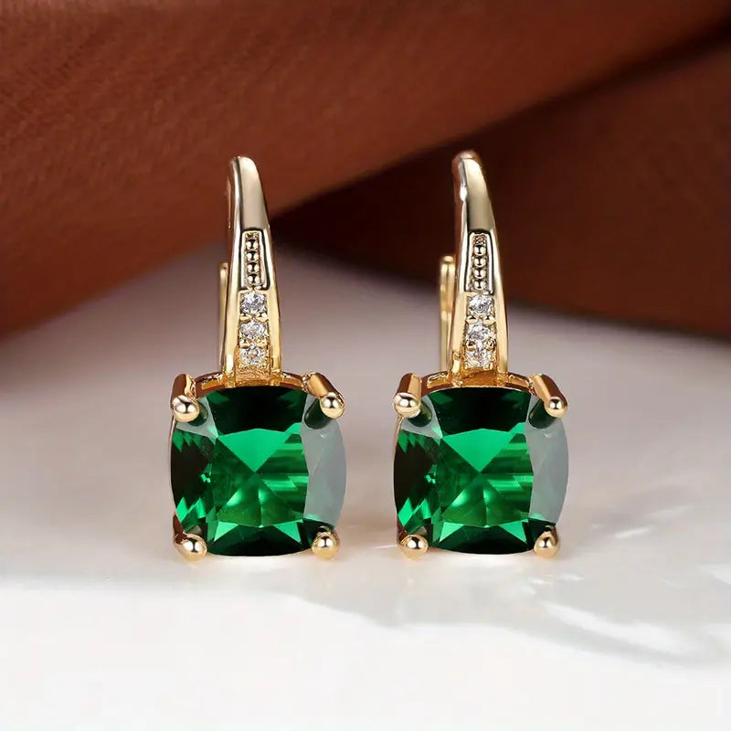 Pendientes de aro de piedra mística | Dorado
