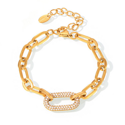 Pavé-Schmuckset mit klobiger Gliederkette | Gold